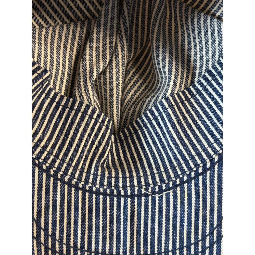 Vintage OshKosh Bgosh Kids Engineer Hat Hickory Stripe Blue White Made in USA